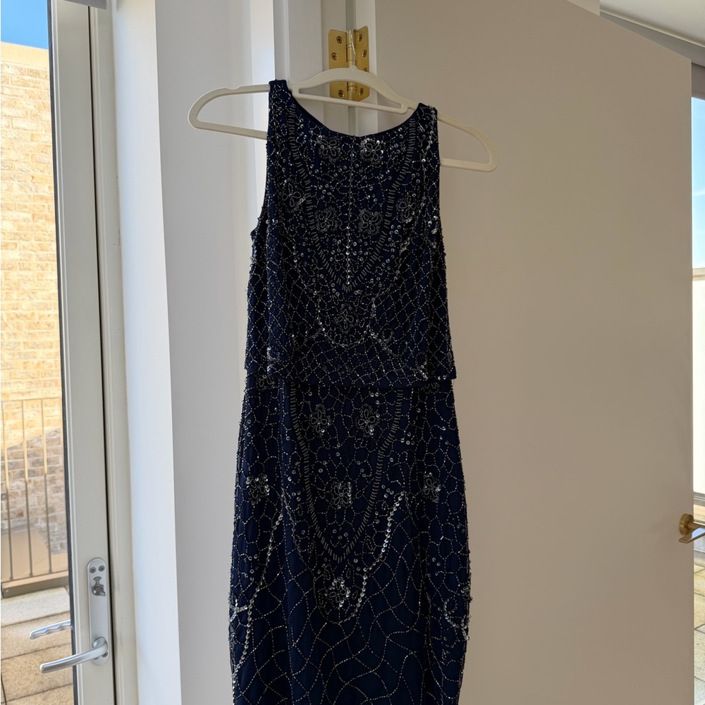 Aidan Mattox Women's Navy and Silver Sequin Dress, size 0